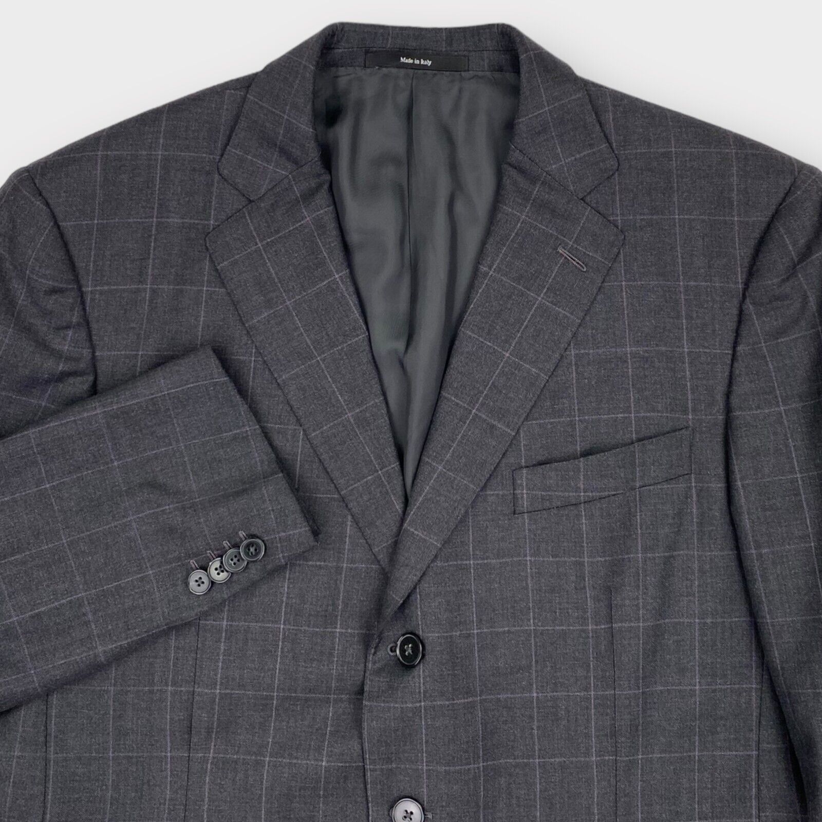 Ermenegildo Zegna Blazer Mens 42r Charcoal Check Windowpane Italy Neiman Marcus